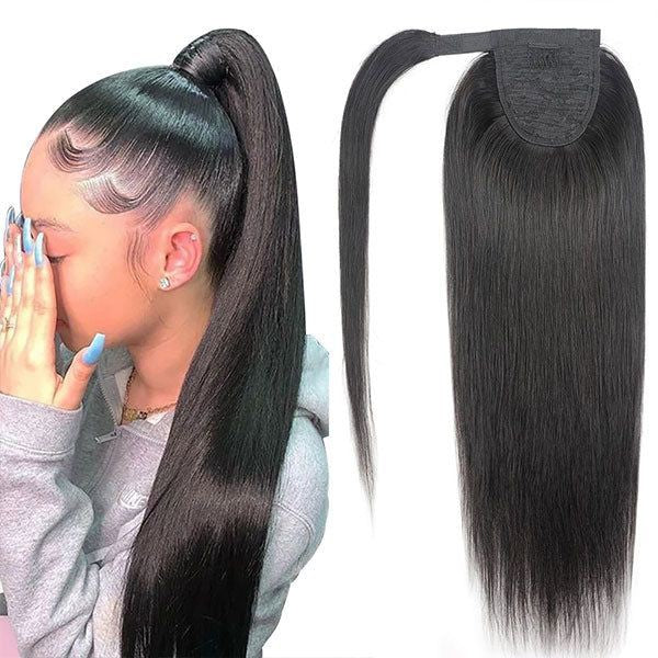 Malaysian straight wrap around ponytail 22"