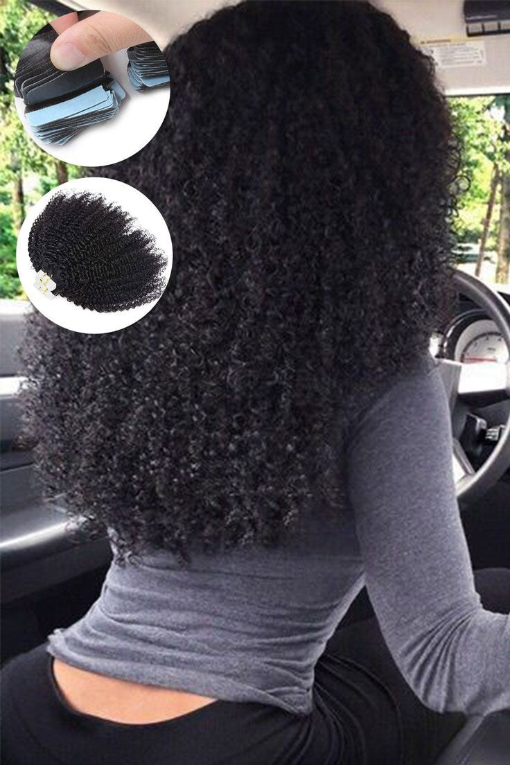 Exotic kinky curly tape ins